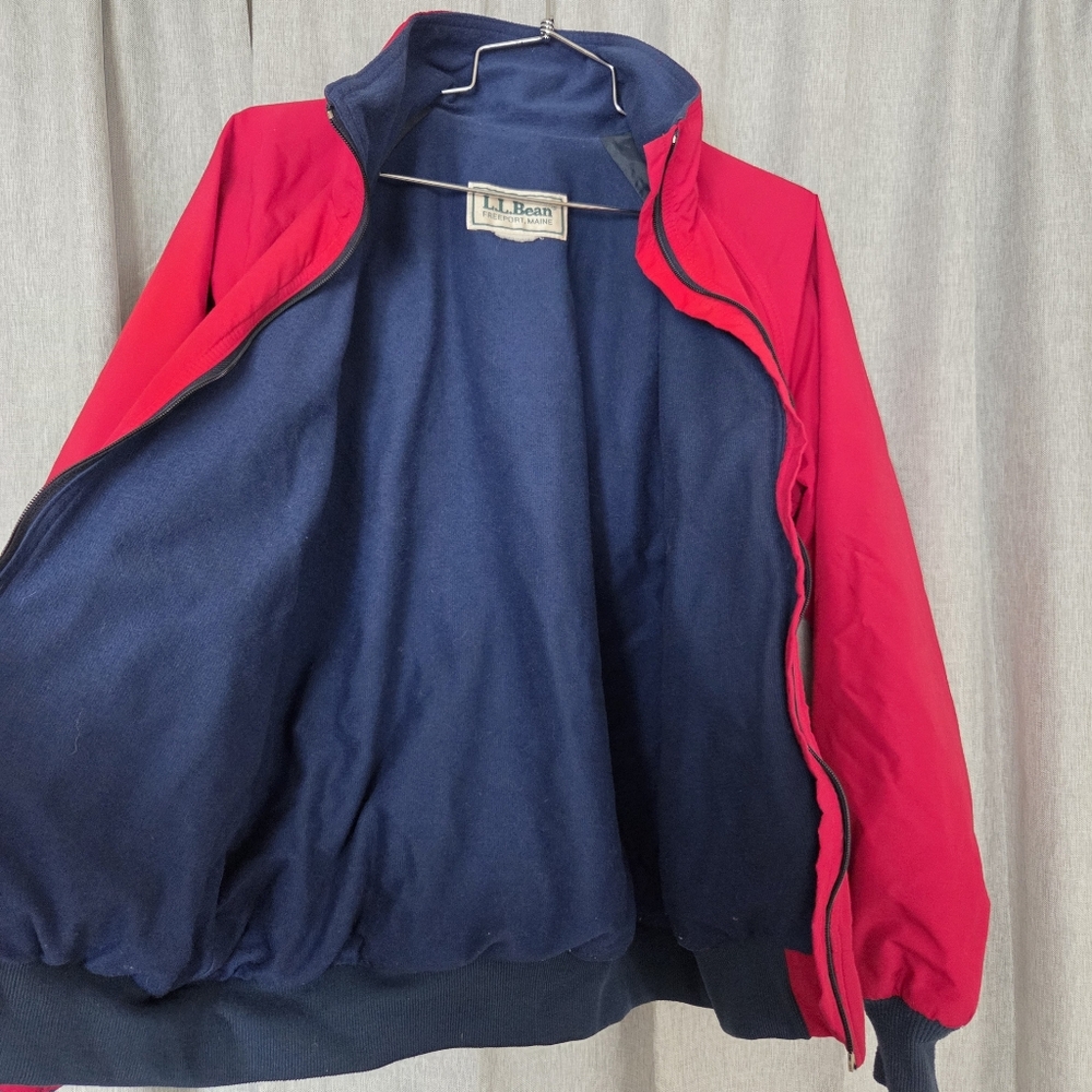 Vintage L.L. Bean Warmup Bomber Jacket Women’s S/M Red Lined Made in USA - Picture 8 of 13